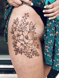 Birth Month Flower Thigh Hip Tattoo Long Bob Hairstyles For Thick Hair Long Bob Hairstyles Bob Hairstyles