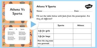 sparta vs athens powerpoint and worksheet athens sparta