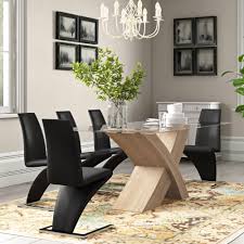 Ebern Designs Ediz Glass Dining Set With 8 Chairs Wayfair Co Uk Living room glass set glassglass cheap high quality china furniture living room glass table with metal legs modern coffe coffee table set.