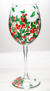 Personalized Women Wine Glasses Gardening Gift Botanical Glasses Cranberry Design