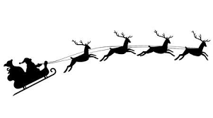 Silhouette Of Santa Claus Riding In A Sleigh With Reindeer Santa Sleigh Silhouette Reindeer Silhouette Reindeer Drawing