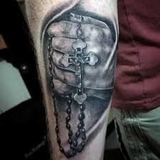 Realistic rosary tattoo with rose Mens Rosary Praying Hands Tattoo Novocom Top