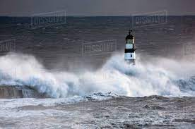 Recommended towns & villages near seaham lighthouse. Seaham Teesside England Waves Crashing On Lighthouse Stock Photo Dissolve