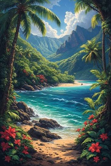 Beach Landscapes. ocean meets the forest Hawaiian inspired. free to use