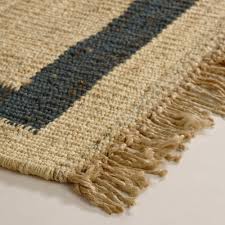 Navy Bordered Woven Jute Area Rug Dokuma
