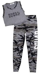 Birthday Outfits For 13 Year Olds Girls Girls Minx Camo Squad Crop Vest Top Amp Leggings Fashion Set 9 To 13 Years Tops For Leggings Leggings Fashion Cropped Vest
