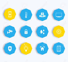 A regular octagon has schläfli symbol {8} and can also be constructed as a quasiregular truncated square, t {4}, which alternates two types of edges. Smart House Icons On Octagon Shapes Illustration Royalty Free Cliparts Vectors And Stock Illustration Image 57679523