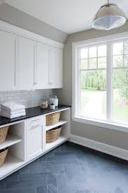 Laundry Room Herringbone Tile Slate White Cabinetry Laundry Room Flooring Laundry Room Tile Laundy Room