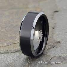 Brushed Tungsten Wedding Band Mens Wedding Ring Polished Edge Tungsten Ring 8mm Mens Wed Mens Wedding Bands Tungsten Mens Wedding Rings Black Tungsten Rings