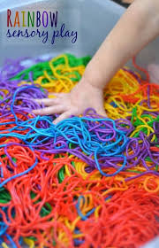 Rainbow Dyed Noodles Kids Sensory Sensory Play Sensory Activities