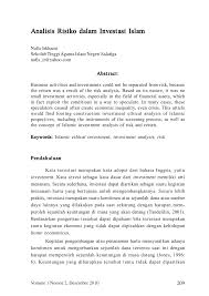 Analisis rasio keuangan merupakan instrumen guna menganlisa prestasi perusahaan yang menjelaskan berbagai hubungan. Pdf Analisis Risiko Dalam Investasi Islam