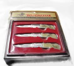 Winchester 3 piece knife set. Vintage 2006 Winchester Wildlife Series Ersatz Scrimshaw 3 Knife Set Unopened Winchester Trapper Knife Blade Hunter Knife Sets
