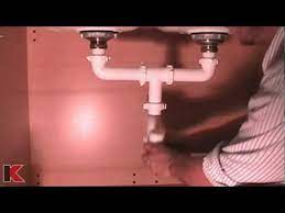 Find plumbing a double kitchen sink here Double Bowl Sink Drainage Installation Youtube