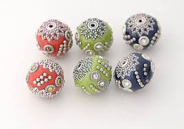 2pcs Handmade Indonesian Clay Beads Olive Green With Antique Etsy Clay Beads Handmade How To Make Beads