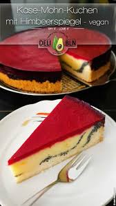 Kasekuchen Mit Mohn Auf Vanilleboden Mit Himbeerspiegel Vegan Rezept Himbeeren Mohn Kasekuchen Himbeerspiegel