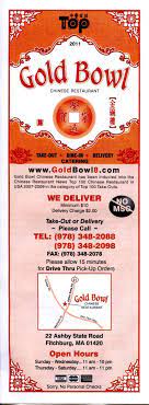Sesame chicken lunch special $11.95. Gold Bowl Menu Menu For Gold Bowl Fitchburg Fitchburg