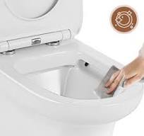 Spülrandlos Stand-WC Kombination, Spülrandfreie Toilettenschüssel mit  Spülkasten, Hygienisches Randlose Design, Keramik, Weiß,Inklusive  abnehmbarem ...