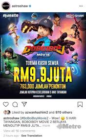 Kutipan boboiboy movie 2 5 hari tayangan. Boboiboy Movie 2 Raih Rm9 9 Juta