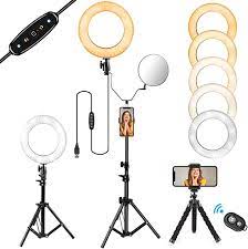 amazon com 10 selfie ring light with stand and phone holder for makeup live stream includes a smal selfie ring light ring light with stand ring light mirror