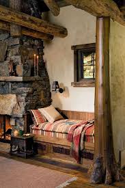 Love Small Book Nooks Check Out This Cozy Reading Nook Tucked In Next To A Fireplace And Beneath A Window Cabin Living Bed Nook Cabin Interiors