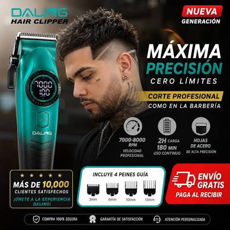 💈 *MÁQUINA CORTA PELO DALING – USO PROFESIONAL* 💈 🔖 Modelo: DL-1167 💰  *Precio: $28.000* Lográ cortes precisos desde casa o en tu barbería ✂️  Potente, práctica y con diseño moderno. ✨