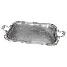 Due to the materials used, each tray will have a unique pattern. Large Antique Silver Plated Serving Tray With Floral Decoration At 1stdibs