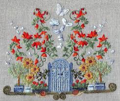 Embroidered Garden Gate Garden Embroidery Embroidery Flowers Embroidery Patterns Vintage