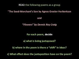 Список песен автора craig dennis. Juxtaposition In Poetry Tuesday January 15 What Is