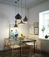 I mean, proper lighting is the way to turn. Small Dining Room White Brick Wall Lights Over Dining Table Dining Table Pendant Light Dining Room Design