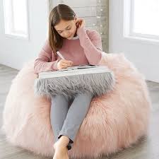 Himalayan Faux Fur Blush Bean Bag Chair Pottery Barn Teen