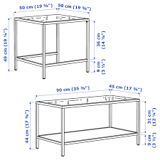 Has a sturdy, chromed steel base and wood top, and its contemporary style will enhance any living room furniture set. Vittsjo Nest Of Tables Set Of 2 Black Brown Glass 90x50 Cm Ikea