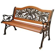 Shop exclusive offers on ottomans & benches. Classic Outdoor 4 Ft Wood Metal Garden Bench With Bronze Palm Tree Des