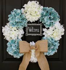 Hydrangea Wreath 19 Creamy White Blue 4x6 Chalkboard Burlap Bow Spring Wedding Baby Boy Shower Year Rou Baby Shower Flowers Baby Wreath Wreaths