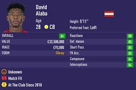 David alaba (david olatukunbo alaba, born 24 june 1992) is an austrian footballer who plays as a centre back for german club fc bayern münchen, and the austria national team. Fifa 21 Career Mode Best Contract Expiry Signings Ending In 2021 First Season Outsider Gaming