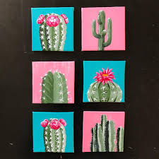 Cactus desert landscape acrylic painting on mini canvas step by step #3 | satisfying art • thank you for watching! 32 Cactus Ideas Cactus Cactus Painting Cactus Paintings