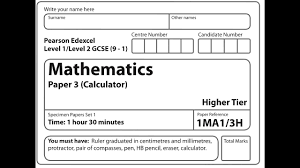 Edexcel Gcse Maths New Spec 9 1 2017 Set 1 Paper 3 Higher Calculator Youtube