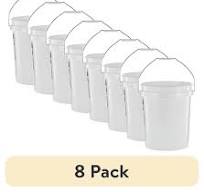 (8 pack) United Solutions 5 Gallon Round Utility Bucket, Comfort Handle, Plastic, White, PN0149, 1 Each