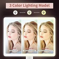 If you're looking for a compact lighted mirror for travel these vanity mirrors are also a great beauty gift for your mom or mother figure this mother's day. 3 Color Lighting White Large Lighted Vanity Makeup Mirror X Large Model 3 Colour Lighting Modes Light Up Mirror With 88 Led 360c Rotation Touch Screen And 10x Magnification Portable Tableto Amazon Ae Beauty