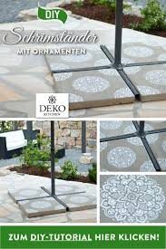 Diy Mit Spray Und Der Richtigen Schablone Konnen Betonplatten Fur Diy Deko Selber Machen Betonplatten Sonnenschirmstander Garten Beton