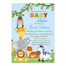 Cute Jungle Animals Boy Baby Shower Invitation Zazzle Com Cumpleanos De Animales Invitaciones De Cumpleanos Invitaciones