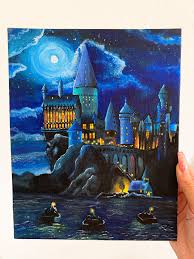Hogwarts Acrylic Painting Hogwarts Painting Harry Potter Canvas Harry Potter Painting