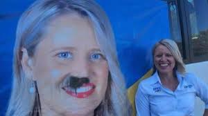 Childish vandals defaced this political hopeful's poster... but now SHE's  the one being slammed over her truly astonishing response