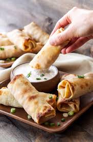 Roll according to the diagram above. Baked Bbq Chicken Egg Rolls With Bbq Ranch Dipping Sauce Recipe Runner