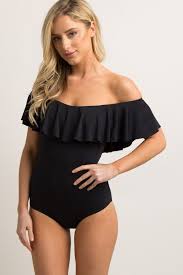 Light Blue Off Shoulder Ruffle One Piece Swimsuit One Piece Off The Shoulder Swimsuit Bathing Suits One Piece