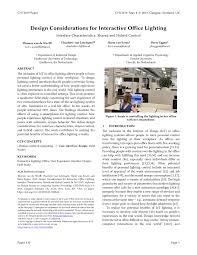 +44 (0) 1274 521550 fax: Pdf Design Considerations For Interactive Office Lighting Interface Characteristics Shared And Hybrid Control