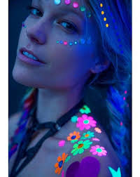 Glow in the dark flowers stickers. What S New Neon Face Paint Body Stickers Neon Flowers