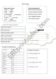 Introduce Oneself Esl Worksheet By Fafi