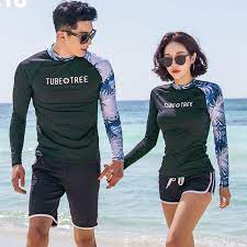 Couples Rash Guards 2 Pieces Swimwear Rash Guard Women Swimwear Swimwear Long Sleeve And Shorts