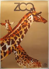 1960 S Original Polish Zoo Poster Giraffes By Swierzy By Waldemar Swierzy Giraffe Vintage Posters Vintage Apple