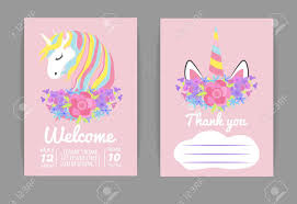 16 free printable trolls invitation templates. Set Template For Baby Shower Or Birthday Invitation With Unicorn Royalty Free Cliparts Vectors And Stock Illustration Image 122793763